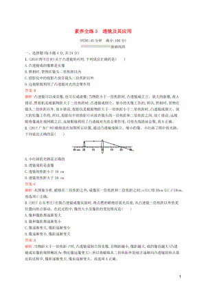 （課標(biāo)通用）甘肅省2019年中考物理總復(fù)習(xí) 素養(yǎng)全練3 透鏡及其應(yīng)用試題