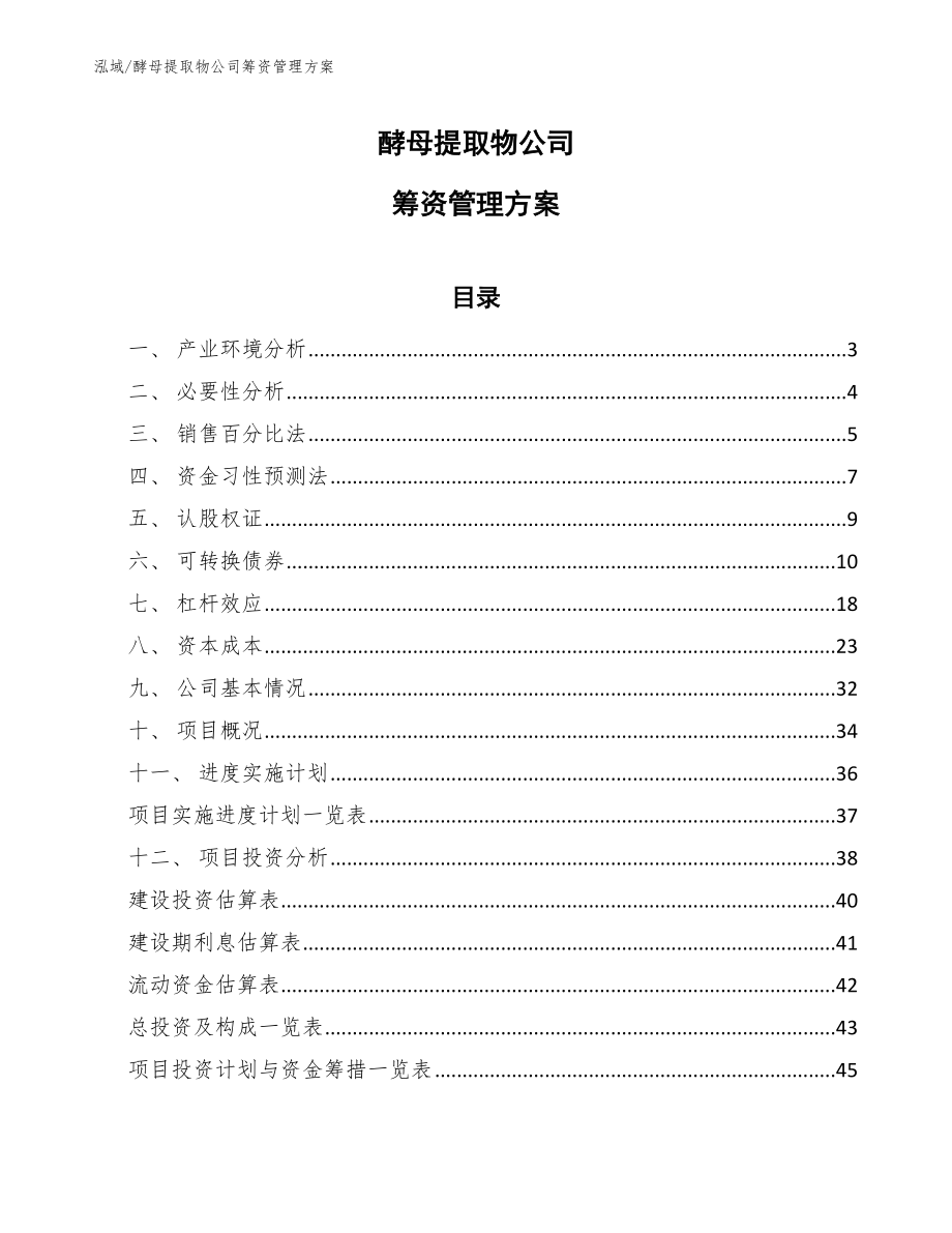 酵母提取物公司筹资管理方案_第1页