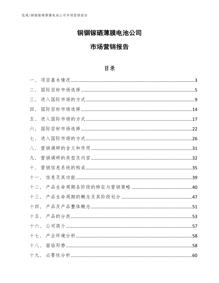 铜铟镓硒薄膜电池公司市场营销报告_第1页