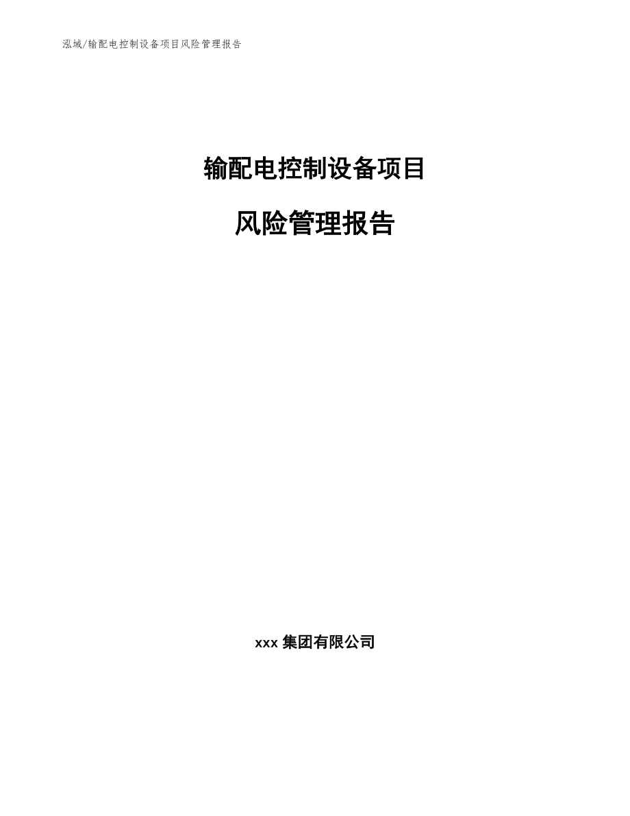 输配电控制设备项目风险管理报告【参考】_第1页