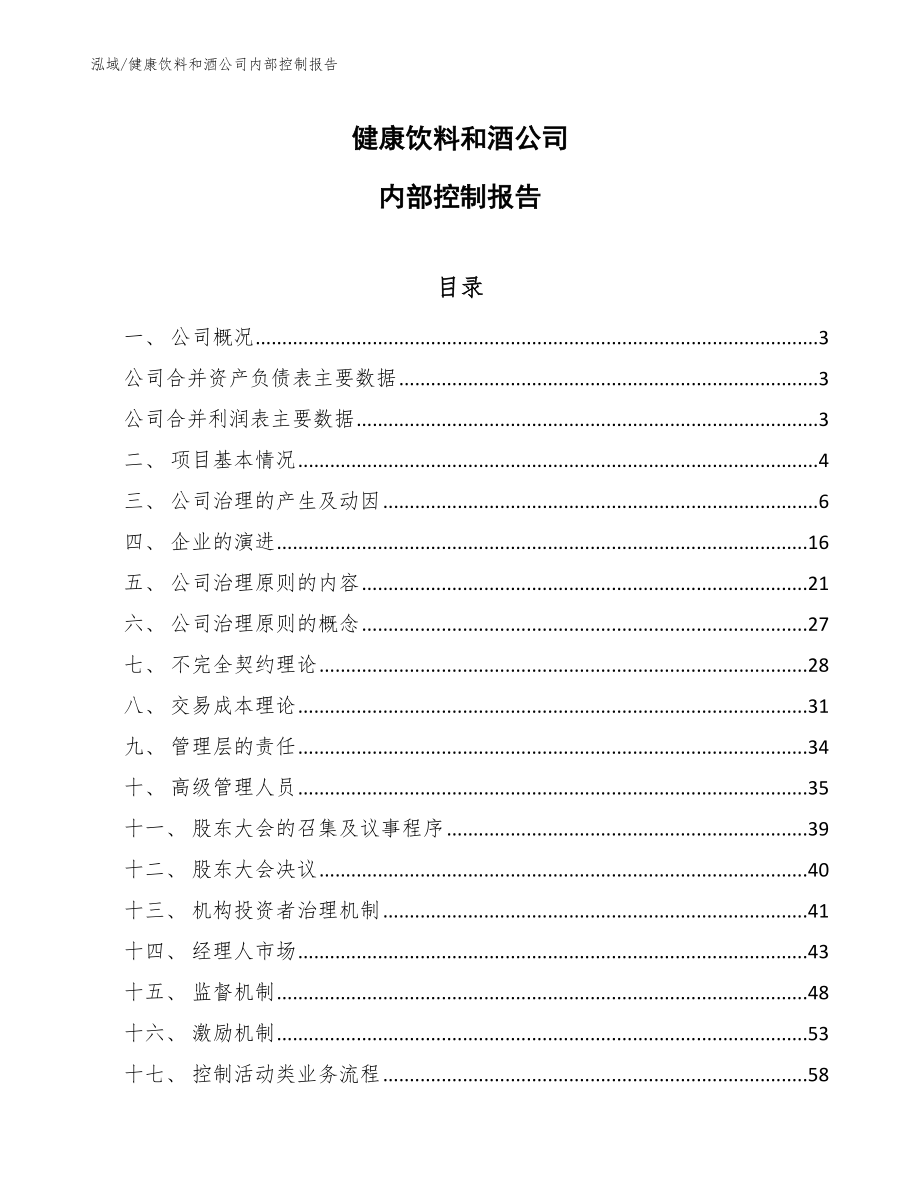 健康饮料和酒公司内部控制报告_第1页