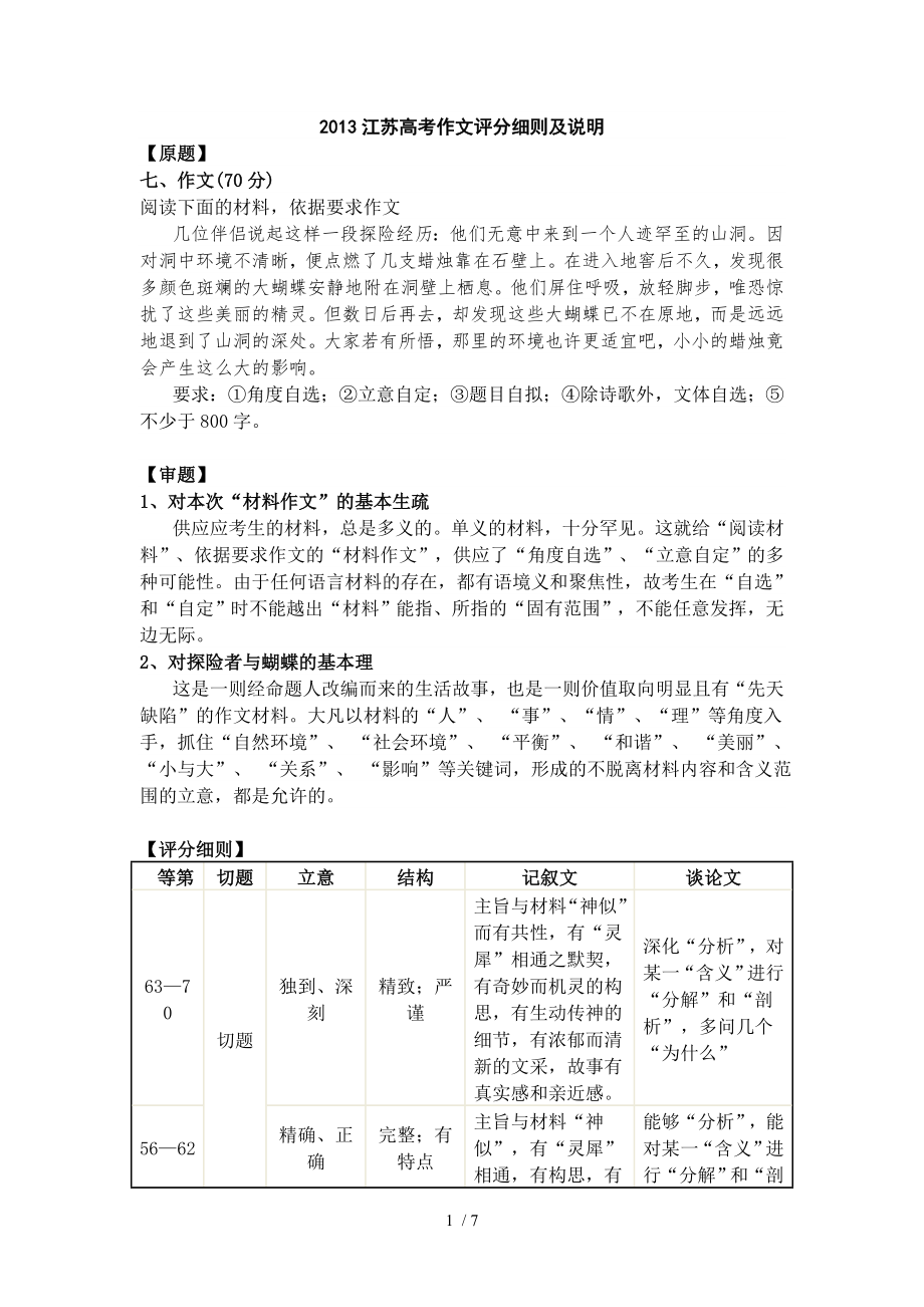 江苏高考作文评分细则及说明_第1页