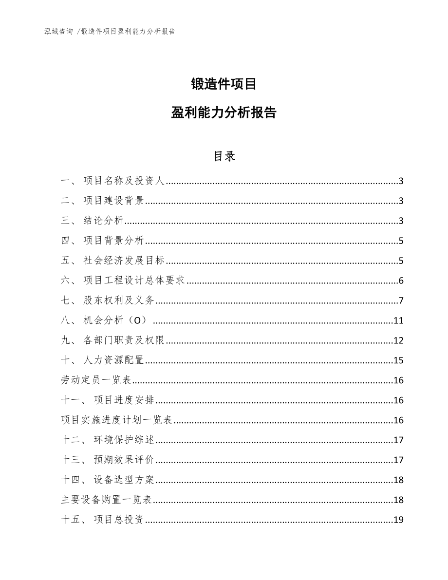 锻造件项目盈利能力分析报告_第1页