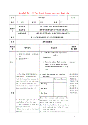 2019學(xué)年九年級英語上冊 Module 1 Wonders of the world Unit 2 The Grand Canyon was not just big教案 （新版）外研版