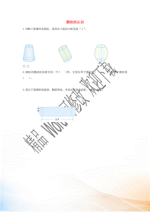 2020六年級數(shù)學(xué)下冊 3 圓柱與圓錐 1 圓柱《圓柱的認(rèn)識》課時練習(xí) 新人教版