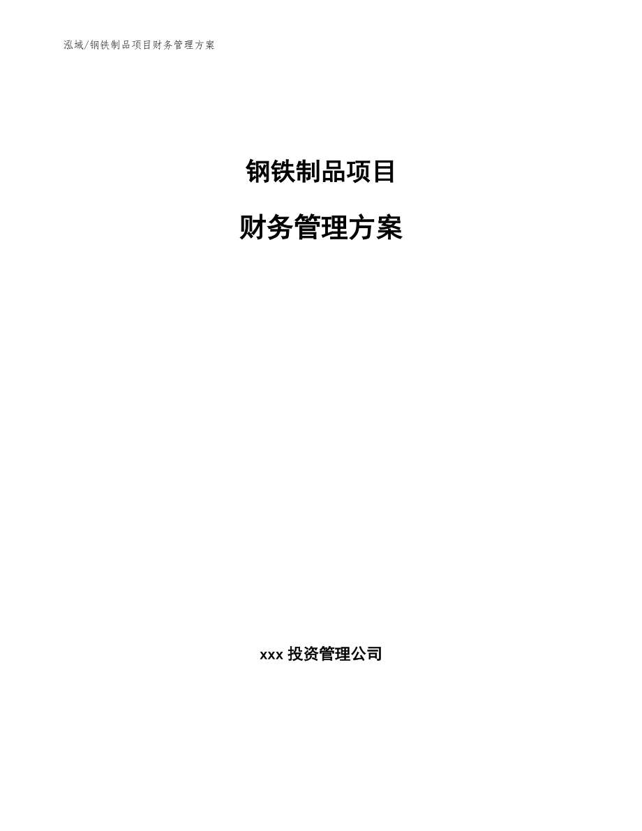 钢铁制品项目财务管理方案【范文】_第1页