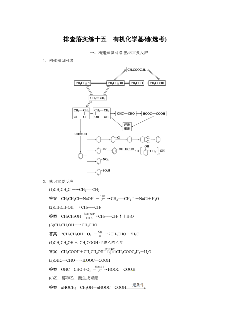 2014屆新人教課標Ⅰ高三化學一輪總復習資料word版：第十一章 排查落實練十五_第1頁