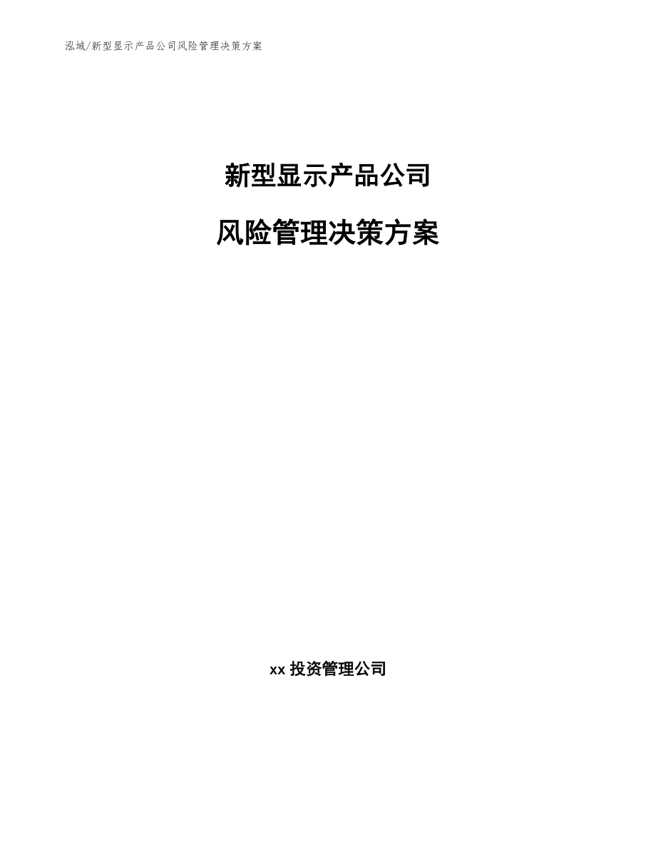 新型显示产品公司风险管理决策方案（参考）_第1页