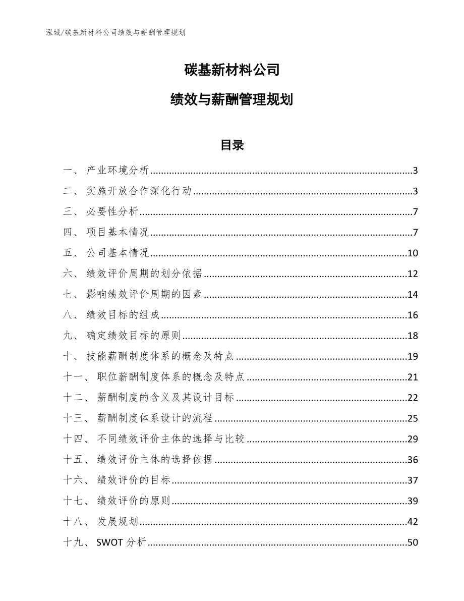 碳基新材料公司绩效与薪酬管理规划_第1页