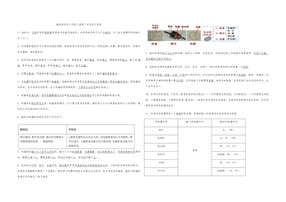 六年级上册科学素材 - 第三四单元复习汇总 教科版_第1页