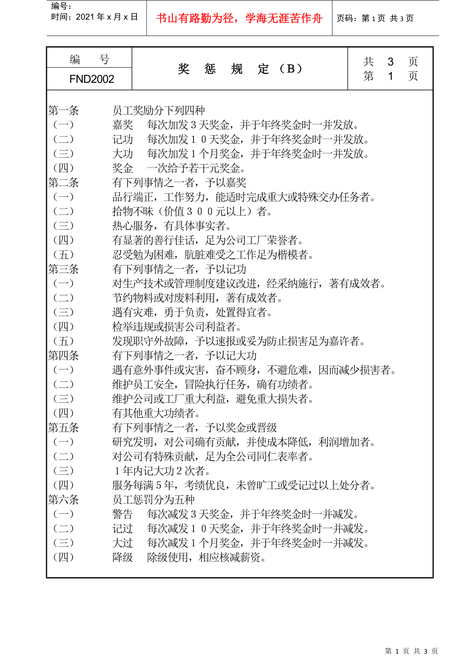 【企业管理】20奖惩规定ｂ_第1页