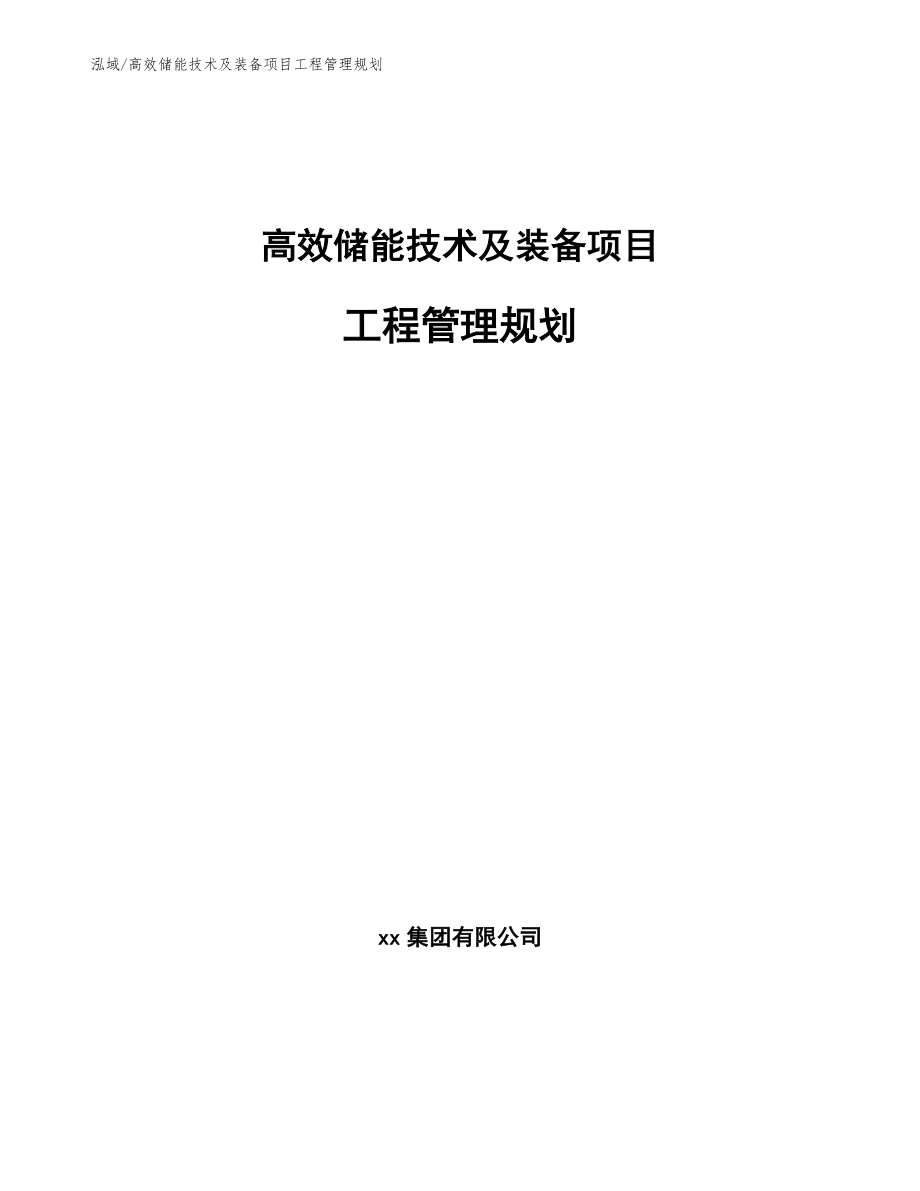 高效储能技术及装备项目工程管理规划（参考）_第1页