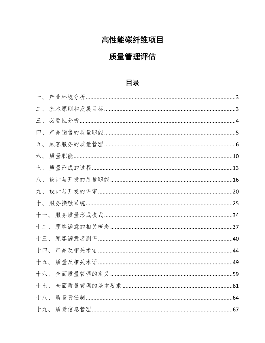 高性能碳纤维项目质量管理评估_第1页