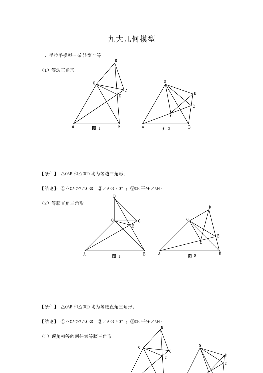 初中数学九大几何模型解题思路_第1页