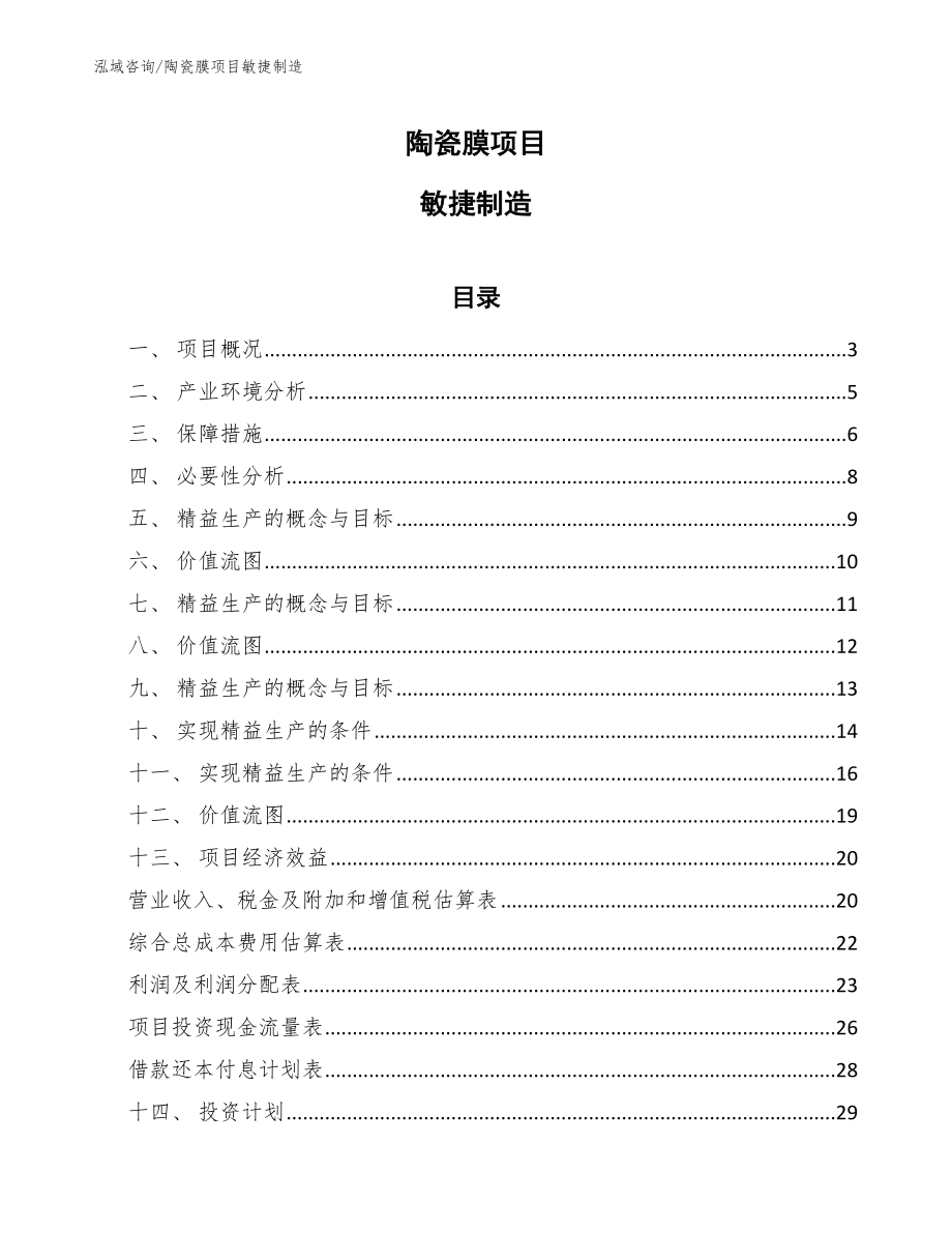 陶瓷膜项目敏捷制造_第1页