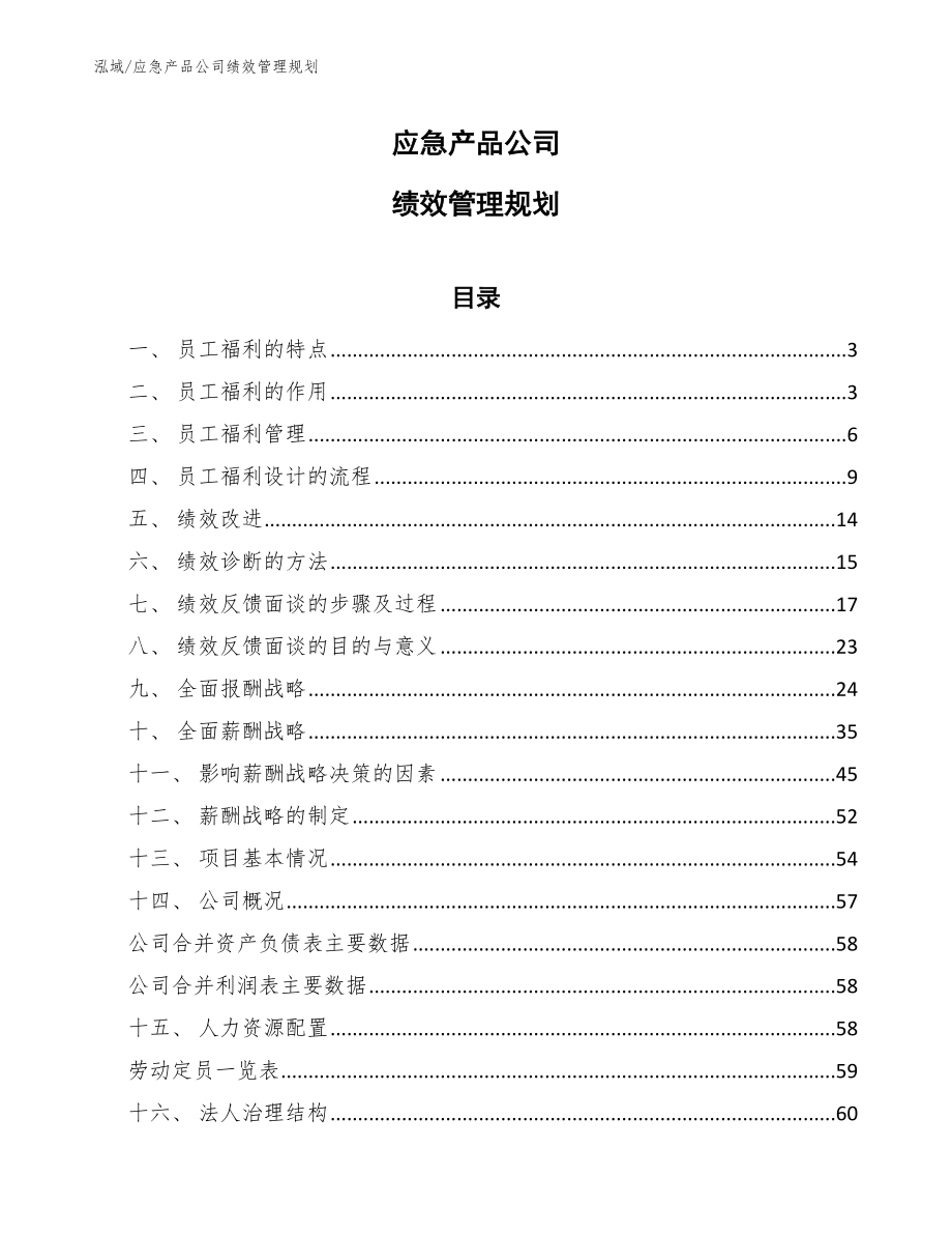 应急产品公司绩效管理规划（范文）_第1页