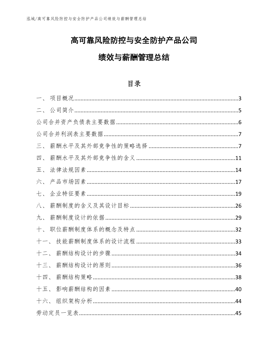 高可靠风险防控与安全防护产品公司绩效与薪酬管理总结_第1页