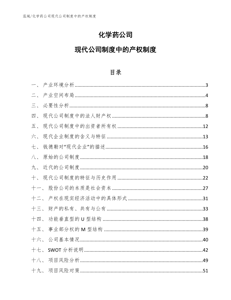 化学药公司现代公司制度中的产权制度_第1页