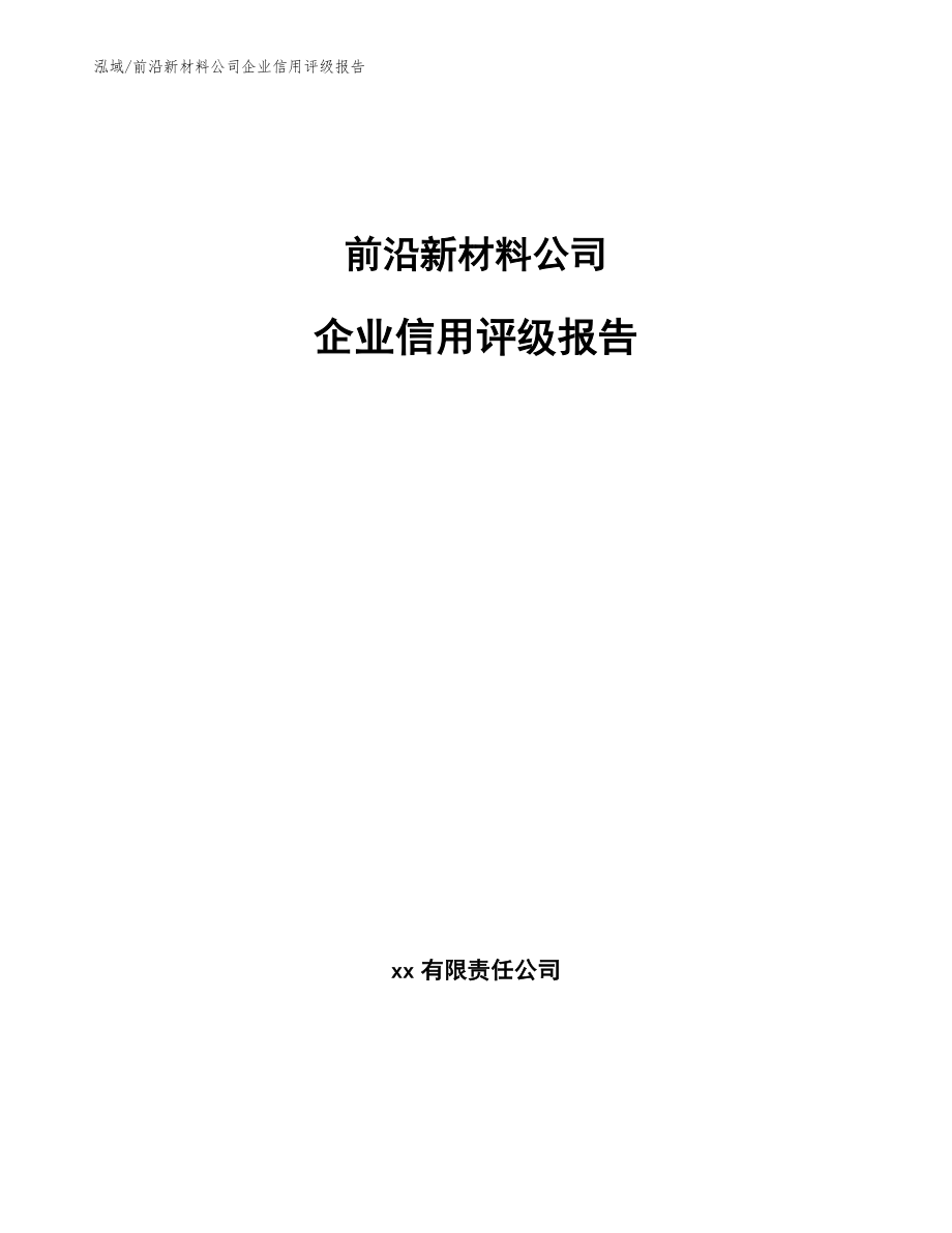 前沿新材料公司企业信用评级报告_第1页