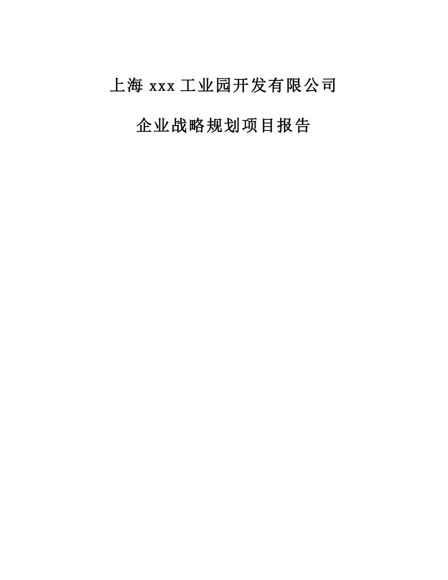 上海某工业园开发有限公司企业战略规划项目报告_第1页