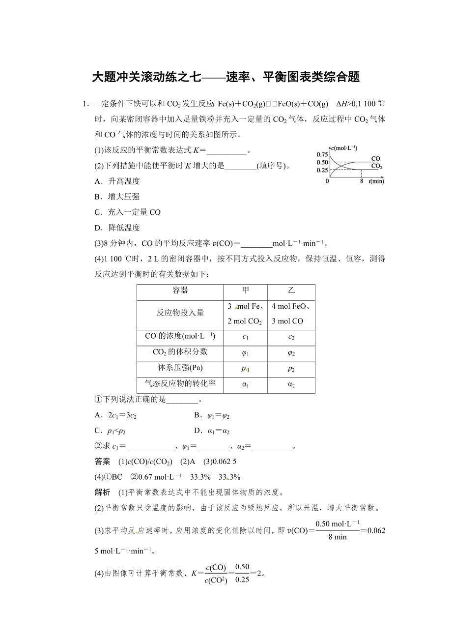 2014屆新人教課標(biāo)Ⅰ高三化學(xué)一輪總復(fù)習(xí)資料word版：第七章 大題沖關(guān)滾動(dòng)練之七_(dá)第1頁(yè)