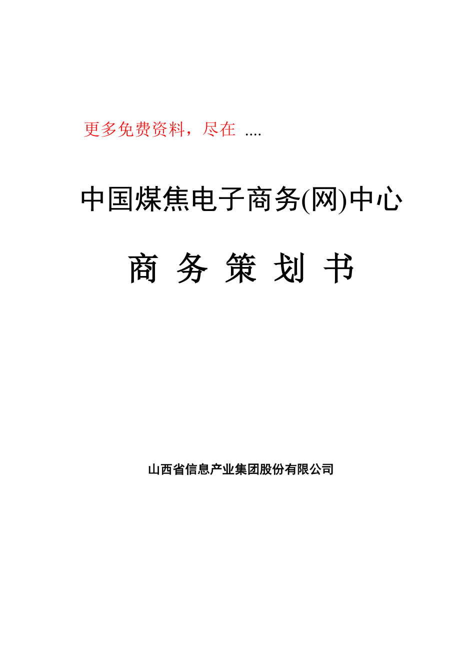 中国煤焦行业电子商务策划书_第1页