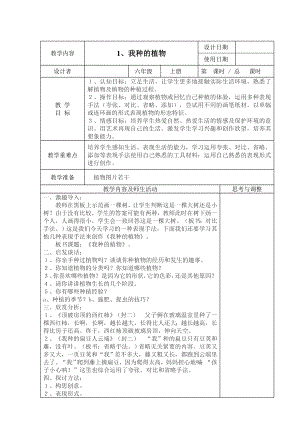 六年級上冊美術教案－ 1我種的植物｜蘇少版