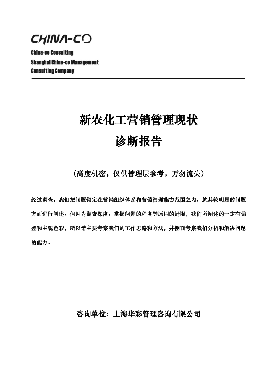 XX化工诊断报告—华彩咨询集团经典案例下载_第1页