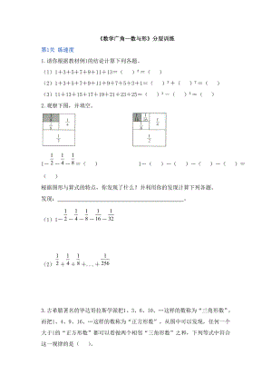 六年級上冊數(shù)學試題-8《數(shù)學廣角—數(shù)與形》分層訓練 人教版（無答案） (1)