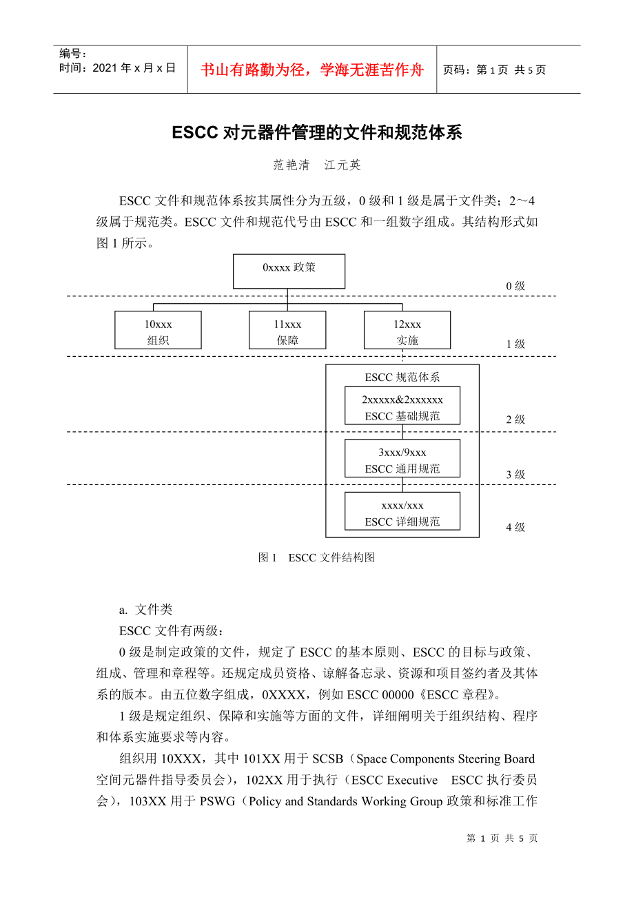 ESCC对元器件管理的文件和规范体系-中国工程技术信息网_第1页