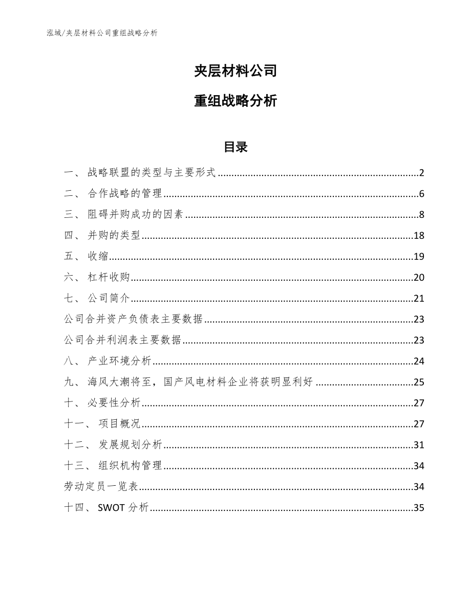 夹层材料公司重组战略分析_第1页