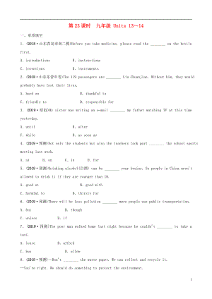 山東省臨沂市2019年中考英語一輪復(fù)習(xí) 第23課時(shí) 九年級 Units 13-14練習(xí)