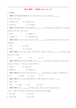 安徽省2019年中考英語總復(fù)習(xí) 教材考點(diǎn)精講 第21課時(shí) 九全 Units 13-14練習(xí)