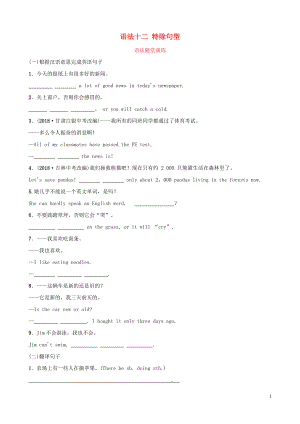 山東省濰坊市2019年中考英語總復(fù)習(xí) 語法專項(xiàng)復(fù)習(xí) 語法十二 特除句型語法隨堂演練