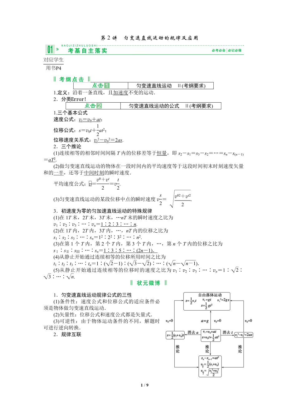 第01章 第2講 勻變速直線運(yùn)動(dòng)的規(guī)律及應(yīng)用_第1頁(yè)