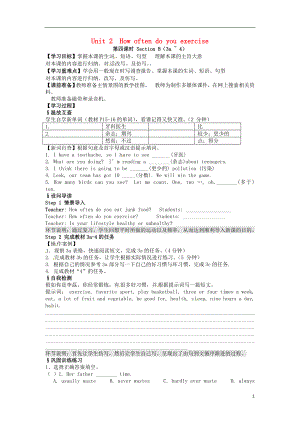 四川省瀘州市龍馬潭區(qū)八年級(jí)英語(yǔ)上冊(cè) Unit 2 How often do you exercise（第4課時(shí)）Section B（3a-4）學(xué)案（無(wú)答案）（新版）人教新目標(biāo)版