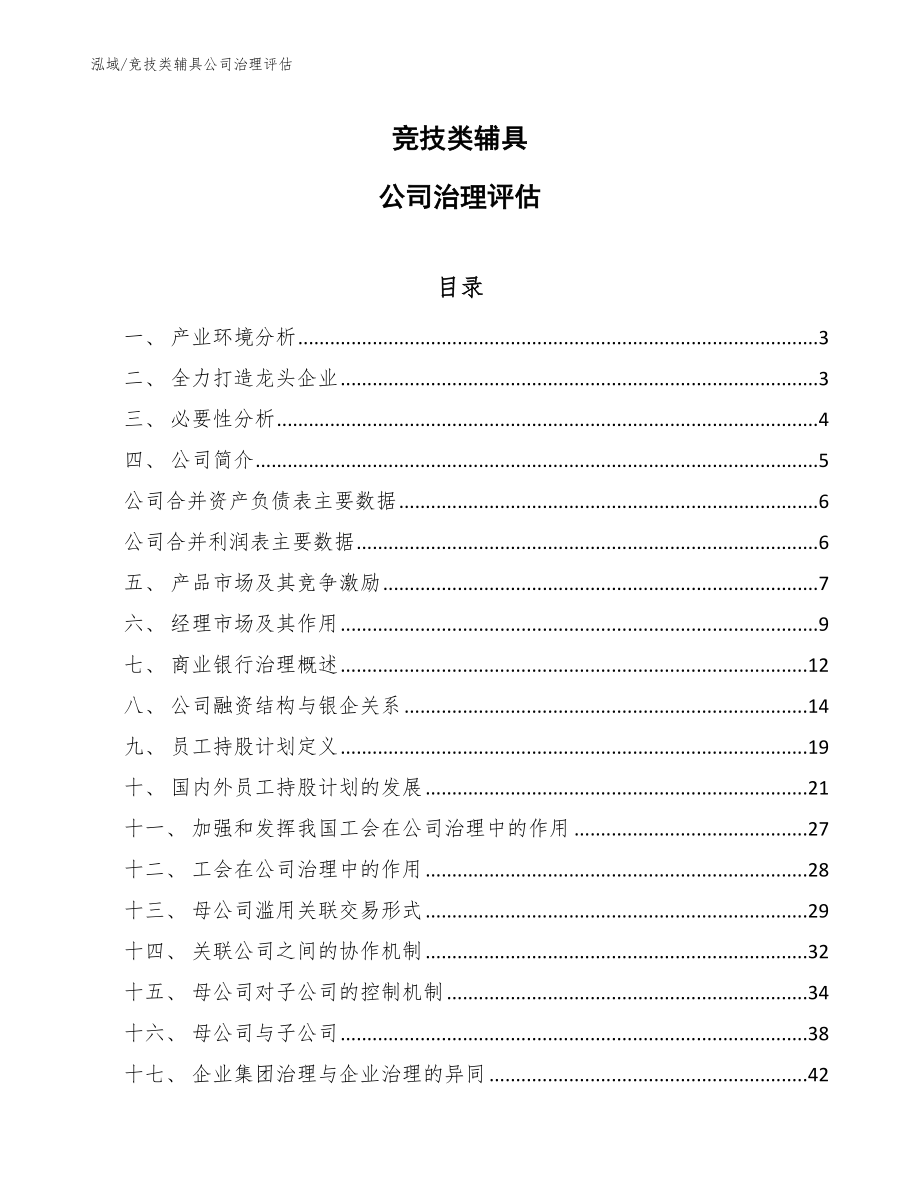 竞技类辅具公司治理评估_参考_第1页