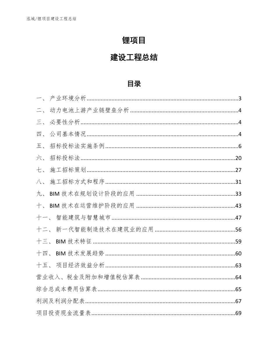 锂项目建设工程总结（参考）_第1页