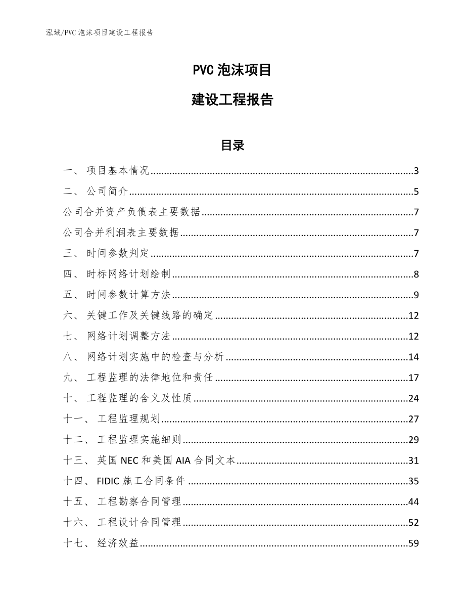 PVC泡沫项目建设工程报告【参考】_第1页