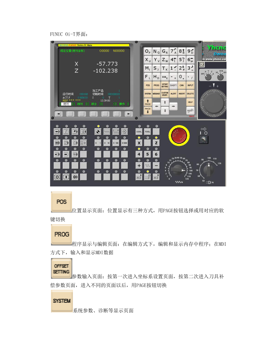 法兰克数控车床界面功能键介绍