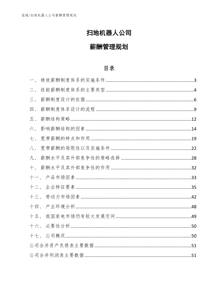 扫地机器人公司薪酬管理规划（参考）_第1页