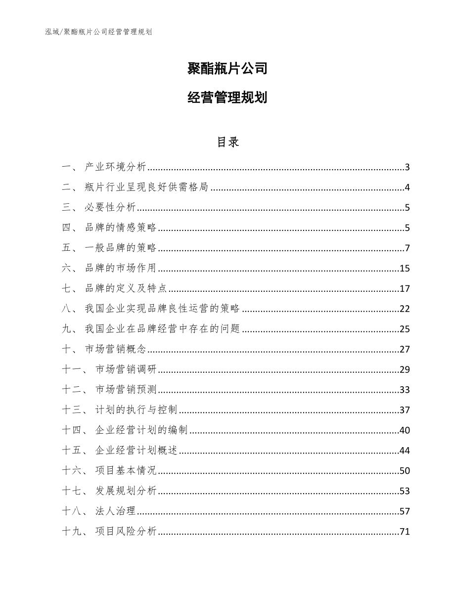 聚酯瓶片公司经营管理规划_范文_第1页