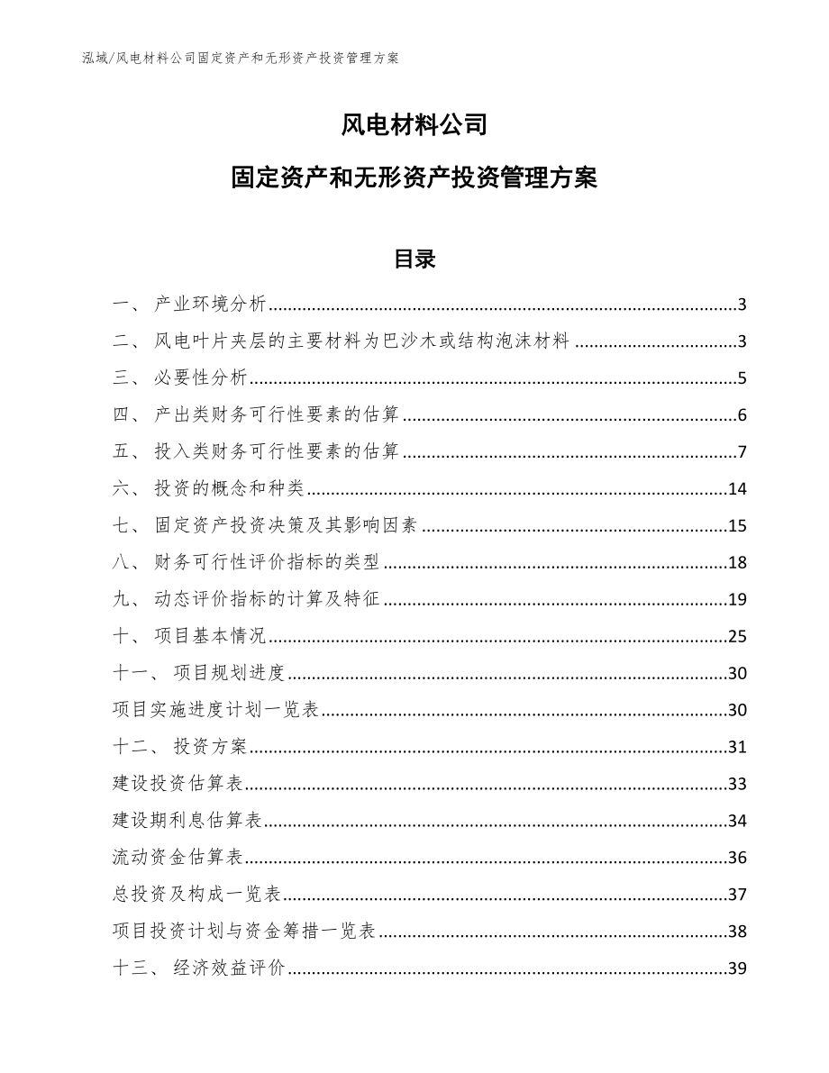 风电材料公司固定资产和无形资产投资管理方案_第1页