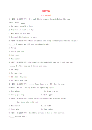 山東省濱州市2019年中考英語(yǔ)語(yǔ)法專(zhuān)項(xiàng)復(fù)習(xí) 語(yǔ)法十四 情景交際八年真題回顧