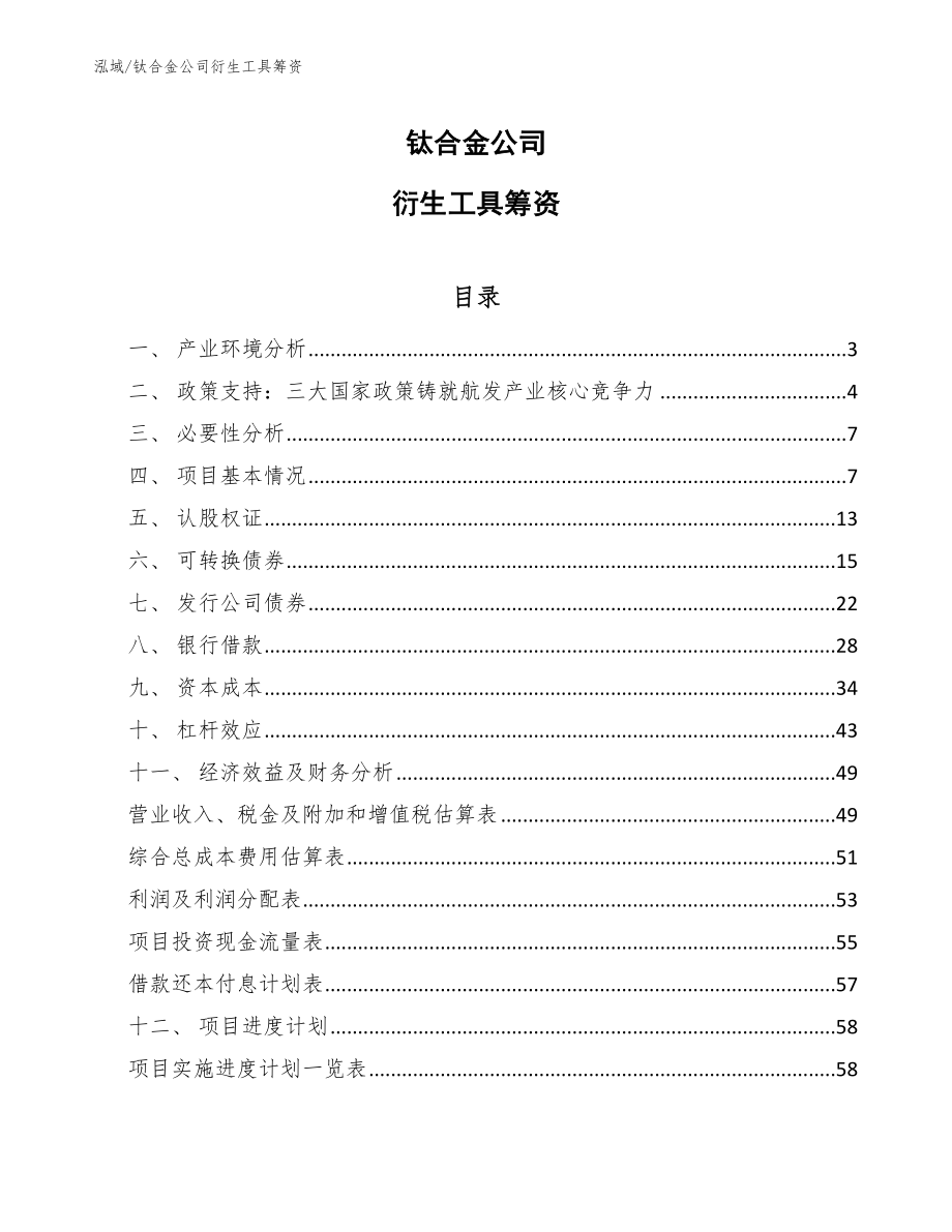 钛合金公司衍生工具筹资【范文】_第1页