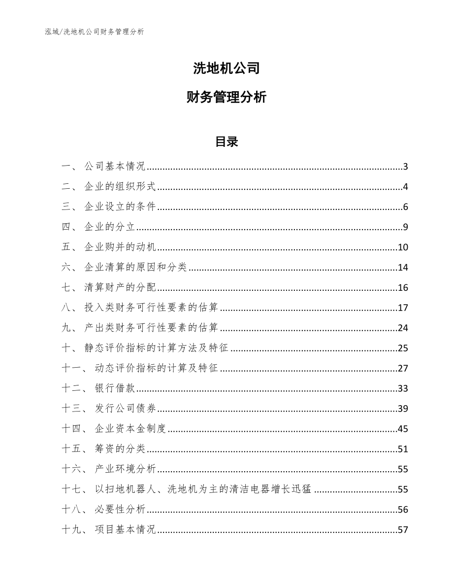 洗地机公司财务管理分析（范文）_第1页