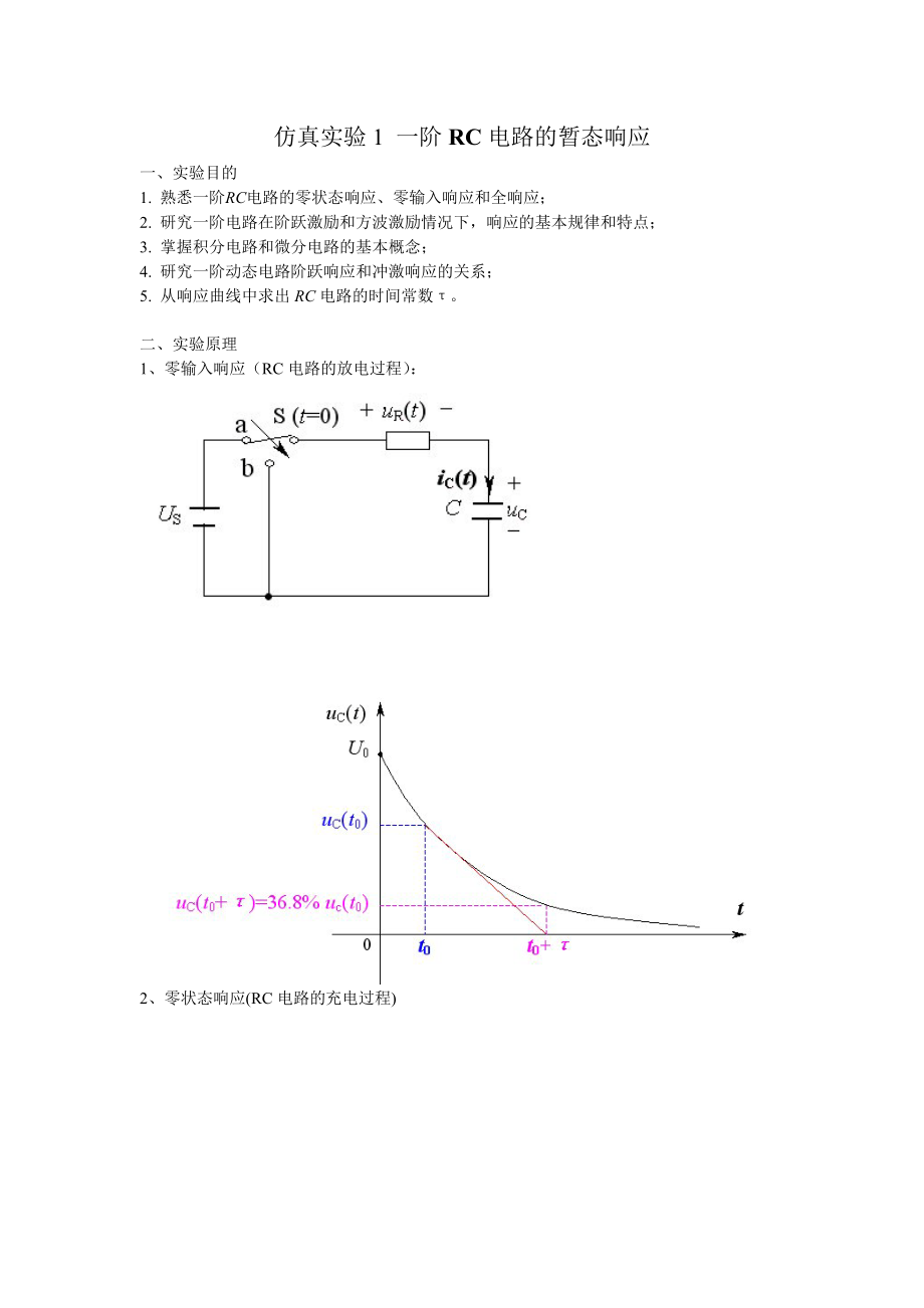 一阶RC电路的暂态响应实验报告_第1页