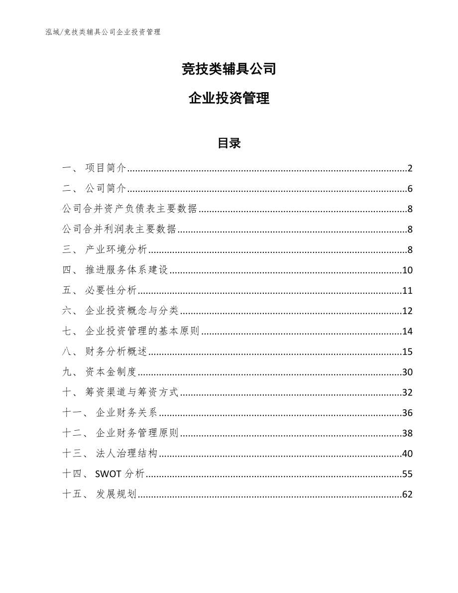 竞技类辅具公司企业投资管理_参考_第1页