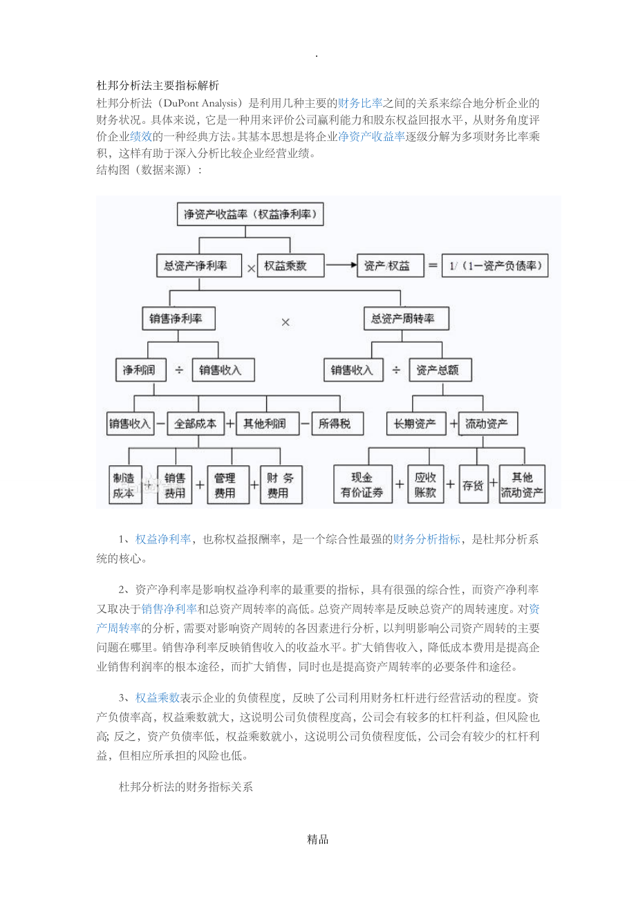 杜邦分析法主要指标解析_第1页