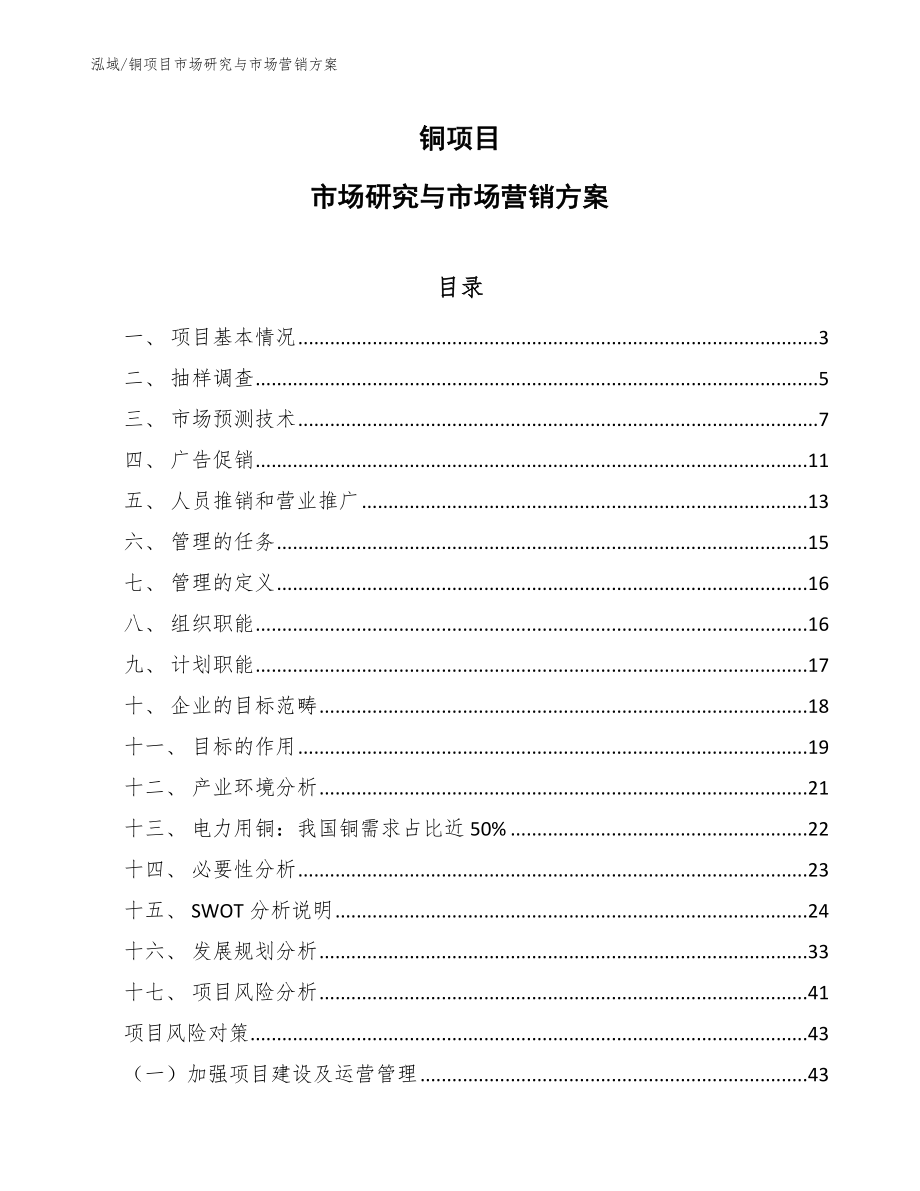 铜项目市场研究与市场营销方案_参考_第1页